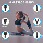 Six interchangeable massage heads: round ball, thumb, flat, U-shape, spade and long taper