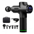 TherapyGun 30-Speed massage gun in black with carry case, charging cable and 6 massage heads