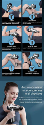 Massage heads shown in use on different body areas