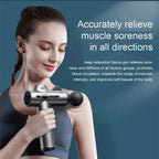 Using the TherapyGun full-size massage gun on the shoulder